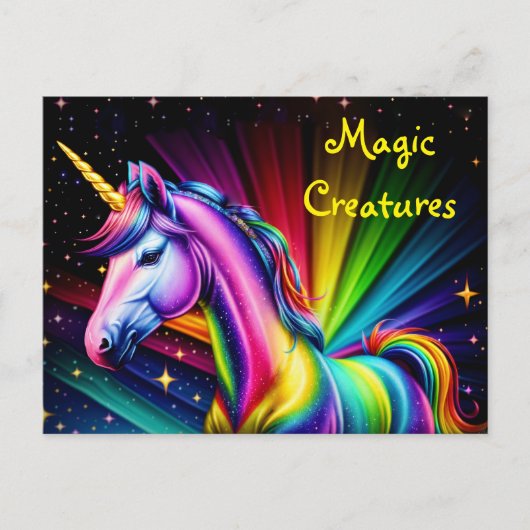 Farbenfroh Einhorn Pferd Lieblich Stilvoller Glitz Postkarte (Vorderseite)
