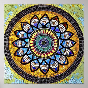 Farbenfroh, einzigartig Mandala Imitats Mosaik Boh Poster