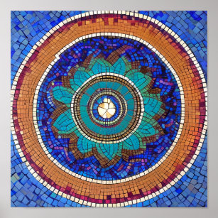 Farbenfroh, einzigartig Mandala Imitats Mosaik Boh Poster