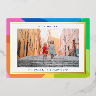 Farbenfroh Einzigartiges 2 Foto Modernes Weihnacht Folien Feiertagskarte