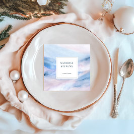 Farbenfroh Elegante Blaue Rosa Wasserfarben Abstra Quadratische Visitenkarte