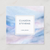 Farbenfroh Elegante Blaue Rosa Wasserfarben Abstra Quadratische Visitenkarte (Vorderseite)