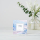 Farbenfroh Elegante Blaue Rosa Wasserfarben Abstra Quadratische Visitenkarte (Stehend Vorderseite)