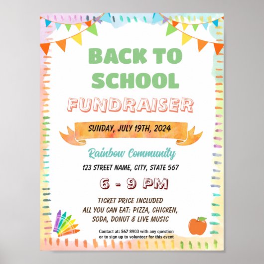 Farbenfroh, essbar zurück zum Flyer der Schule Poster (Vorne)