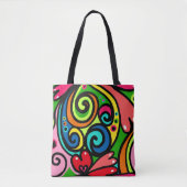 Farbenfroh & Fun Retro Psychedelic 60er Design Tasche (Vorderseite)