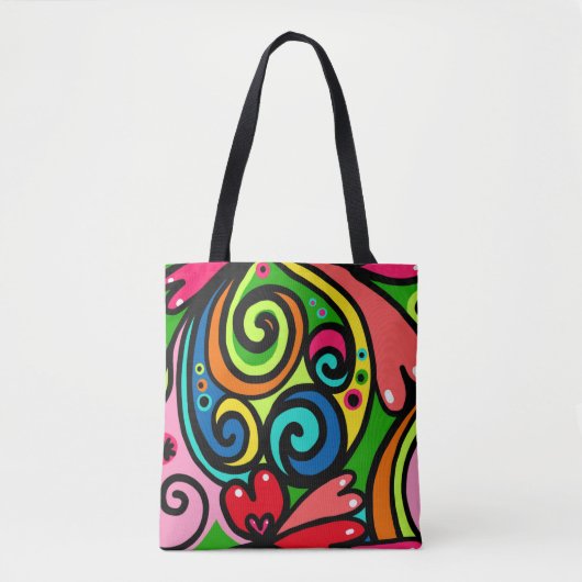 Farbenfroh & Fun Retro Psychedelic 60er Design Tasche (Vorderseite)