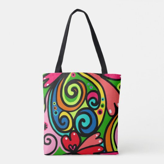 Farbenfroh & Fun Retro Psychedelic 60er Design Tasche (Rückseite)