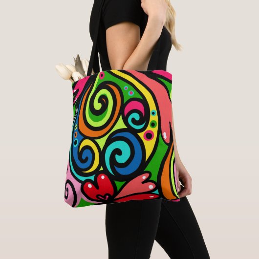 Farbenfroh & Fun Retro Psychedelic 60er Design Tasche (Von Nahem)
