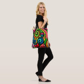 Farbenfroh & Fun Retro Psychedelic 60er Design Tasche (Am Model)