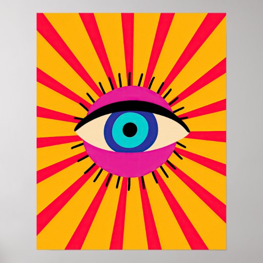 Farbenfroh Funky Evil Eye Poster (Vorne)