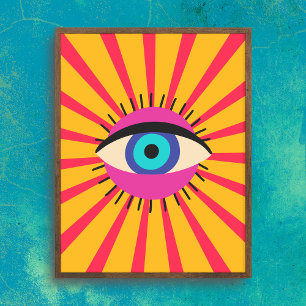 Farbenfroh Funky Evil Eye Poster