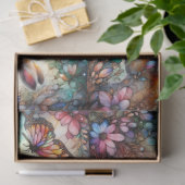 Farbenfroh gestanztes Glas Bunny Butterfly Dekoupa Seidenpapier (Geschenk)