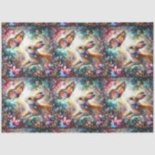 Farbenfroh gestanztes Glas Bunny Butterfly Dekoupa Seidenpapier (Vorderseite)