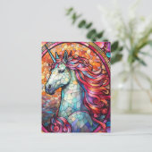 Farbenfroh gestanztes Glas Einhorn Postkarte (Stehend Vorderseite)