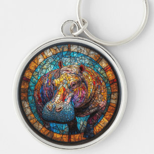 Farbenfroh gestanztes Glas Hippo Schlüsselanhänger