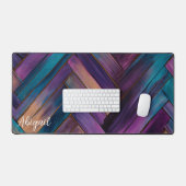 Farbenfroh gestanztes Holzherringbone Personalisie Schreibtischunterlage (Tastatur & Maus)