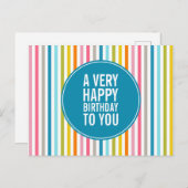 Farbenfroh gestreift einen sehr glücklichen Geburt Postkarte (Vorne/Hinten)