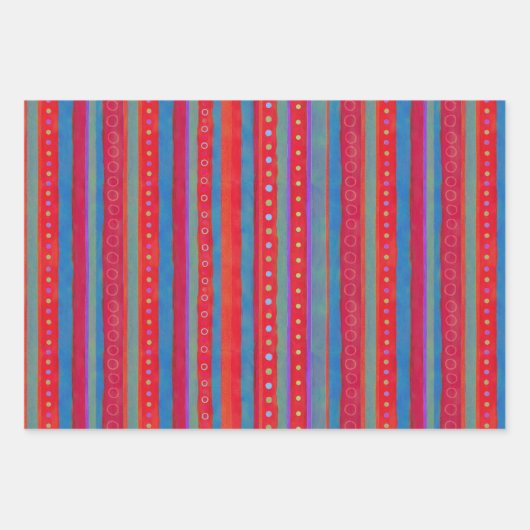 Farbenfroh gestreift geschenkpapier set (Vorderseite 3)
