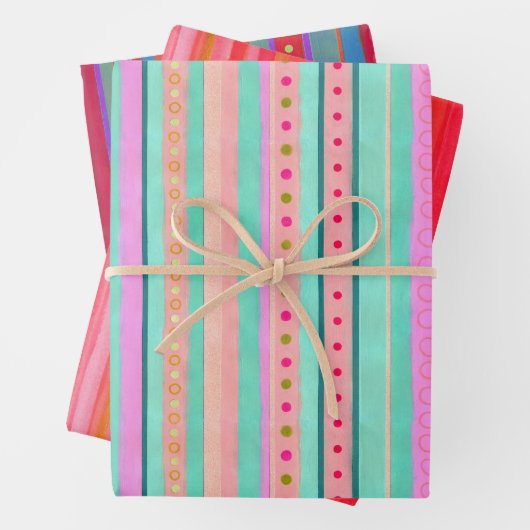 Farbenfroh gestreift geschenkpapier set (Beispiel)
