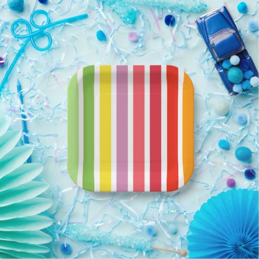 Farbenfroh gestreift pappteller (Party)