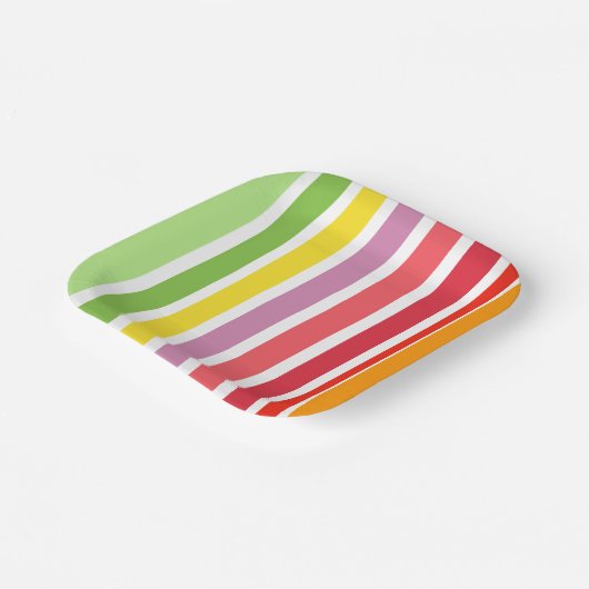 Farbenfroh gestreift pappteller (Gewinkelt)