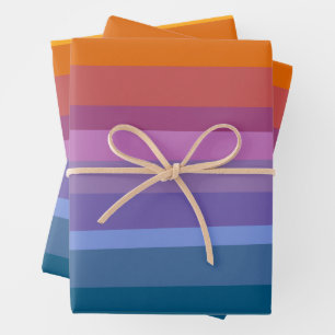 Farbenfroh Gestreift Regenbogen Geometrisch Lustig Geschenkpapier Set
