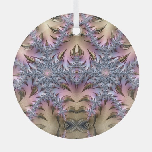 Farbenfroh Golden Ice Fraktal Abstrakte Kunst, Dic Ornament Aus Glas (Vorderseite)