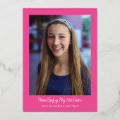 Farbenfroh Groovy Pink Lila Marbling Bat Mitzvah Folieneinladung (Rückseite)