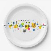 farbenfroh Hanukkah Pappteller (Vorderseite)