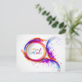 Farbenfroh Happy Holi Paint Swirl Postkarte (Stehend Vorderseite)