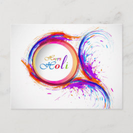 Farbenfroh Happy Holi Paint Swirl Postkarte