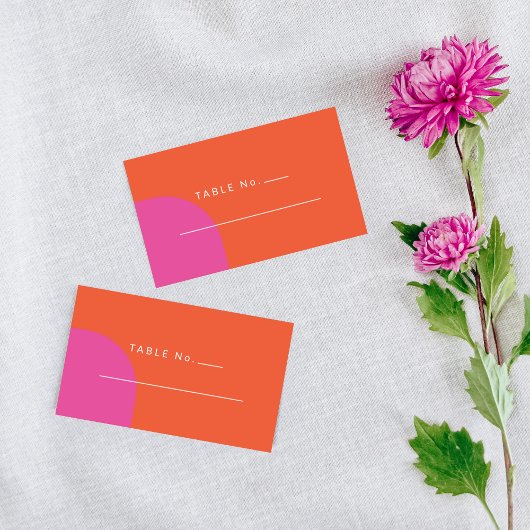 Farbenfroh hell Lebhaft Orange und Rosa Platzkarte