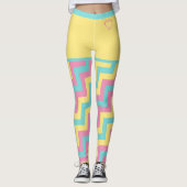 Farbenfroh hell Moderne geometrische Zickzack w/he Leggings (Vorderseite)
