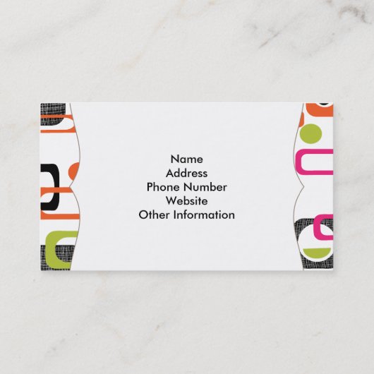 Farbenfroh, hell und stilvoll Retro Design Visitenkarte (Rückseite)
