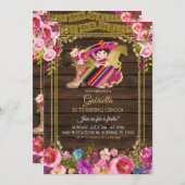 Farbenfroh Holz Charro Pink Fiesta Cinco Party Inv Einladung (Vorne/Hinten)