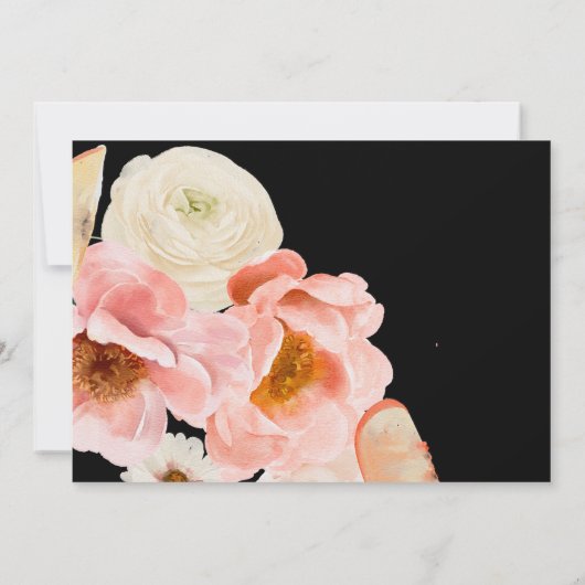 Farbenfroh | Horizontales schwarzes Brautparty Einladung (Rückseite)