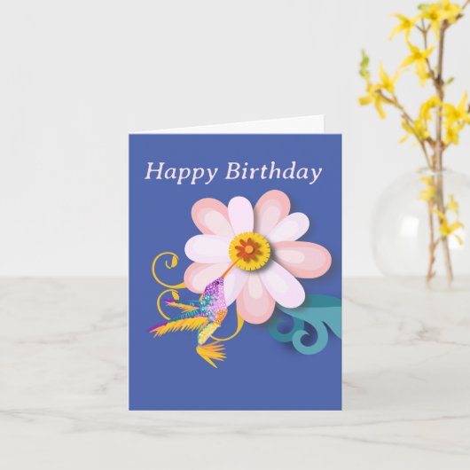 Farbenfroh Humming Bird editierbar Karte (Gelbe Blume)