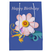 Farbenfroh Humming Bird editierbar Mittlere Geschenktüte (Rückseite)