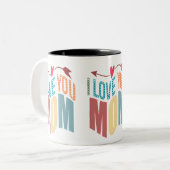 Farbenfroh I Liebe Sie Mama & Herz & Arrow Zweifarbige Tasse (Vorderseite Links)