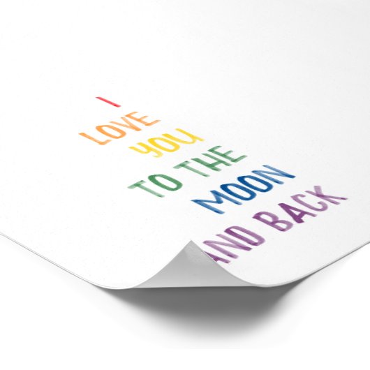 Farbenfroh I Liebe Sie zum Mond und zurück drucken Poster (Ecke)
