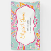 Farbenfroh Illustriert Bohemisch Paisley Henna Banner (Vertikal)