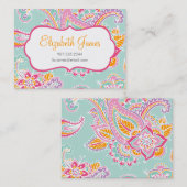 Farbenfroh Illustriert Bohemisch Paisley Henna Visitenkarte (Vorne/Hinten)