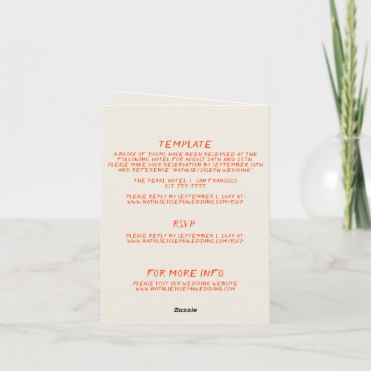 Farbenfroh in einer Hochzeitsfeier Einladung (Rückseite)