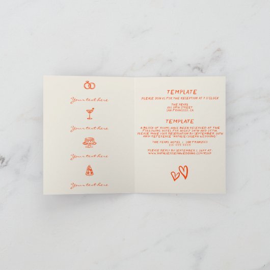 Farbenfroh in einer Hochzeitsfeier Einladung (Innenseite)