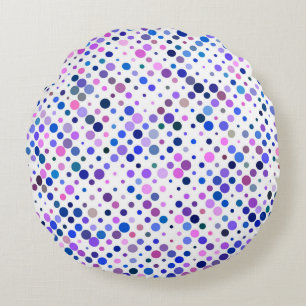 Farbenfroh, Indigo, Violett & Blaue Punkte Rundes Kissen