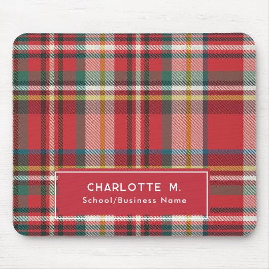 Farbenfroh Kariert Classic Personalisiert Red Mousepad (Vorne)