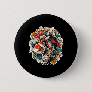 Farbenfroh Koi Fish Tattoo Design Japanisch Art Ni Button