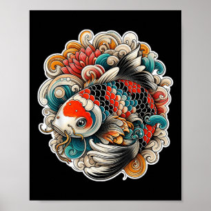 Farbenfroh Koi Fish Tattoo Design Japanisch Art Ni Poster