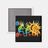 Farbenfroh Kokopelli Magnet (Vorderseite/Rückseite)