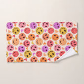 Farbenfroh Lächeln Glückliche Gesichter mit Herzen Badhandtuch Set (Handtuch)